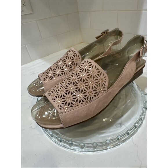 LONDON FOG PINK LEATHER SLINGBACK SANDALS WOMENS SIZE 8.5 M - Picture 2 of 12